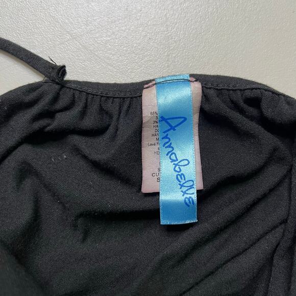 Annabelle One Shoulder Black Top Beaded Strap Metallic Floral Print Women Small - Picture 4 of 10